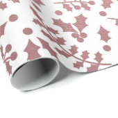 Rose Gold Foil & White Holly Weihnachten Geschenkpapier (Rolleneckpunkt)