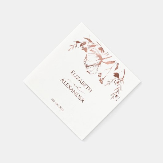 Rose Gold Foil Wildblume Frühjahrssonne Serviette (Ecke)