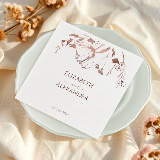 Rose Gold Foil Wildblume Frühjahrssonne Serviette