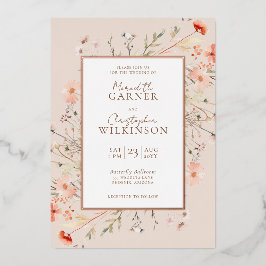 Rose Gold Foil Wildblume Hochzeit Folieneinladung
