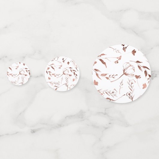 Rose Gold Foil Wildblume Spring Monogram Wedding Konfetti (Rückseiten)