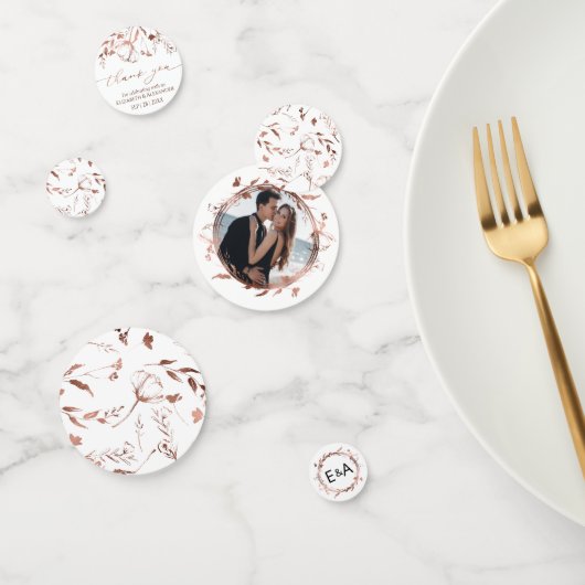 Rose Gold Foil Wildblume Spring Monogram Wedding Konfetti (Gruppe)