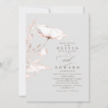 Rose Gold Foil Wildblumen Grau Hochzeit