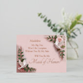 Rose Gold Foil Will You Be My Maid Of Honor? Pink Folien Feiertagspostkarte (Stehend vorne)