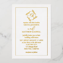 Rose Gold Foil Wreath Monogram Weditation Einladun