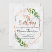Rose Gold Foliage 40. Geburtstag Einladung (Vorderseite)