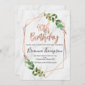 Rose Gold Foliage 40. Geburtstag Einladung (Vorne/Hinten)