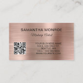 Rose Gold Folie Fancy Monogramm QR Code Visitenkarte (Rückseite)