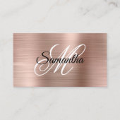 Rose Gold Folie Fancy Monogramm QR Code Visitenkarte (Vorderseite)