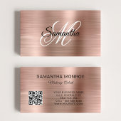 Rose Gold Folie Fancy Monogramm QR Code Visitenkarte