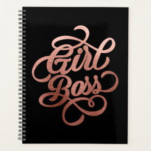 Rose Gold Folie Girl Boss Typografie Schwarz Planer