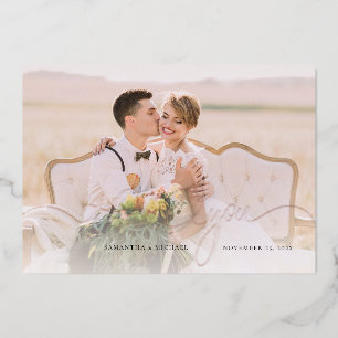 Rose Gold Folie Hochzeitsfoto Danksagungskarte Folieneinladung