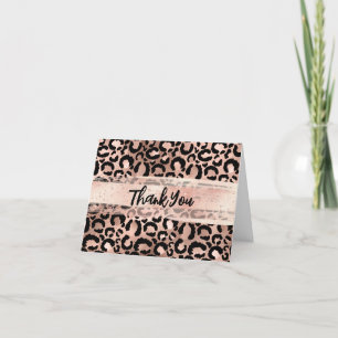 Rose Gold Folie Leopard Blush Pinselstrich Dankeskarte