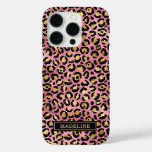 Rose Gold Folie Leopardenprint Monogramm