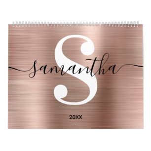 Rose Gold Folie Moderne Signatur Monogramm Foto Kalender