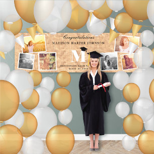 Rose Gold Folie Monogramm 6 Fotos Abschlussfeier Banner