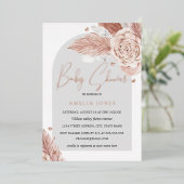 ROSE GOLD FOLIE Pink Blumenmuster Kinderdusche Folieneinladung (Stehend vorne)