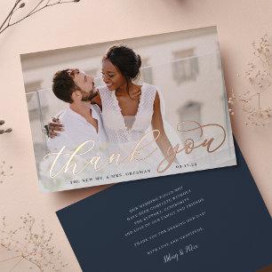 Rose Gold Folie Schrift Hochzeitsfoto Dankeskarten Folieneinladung