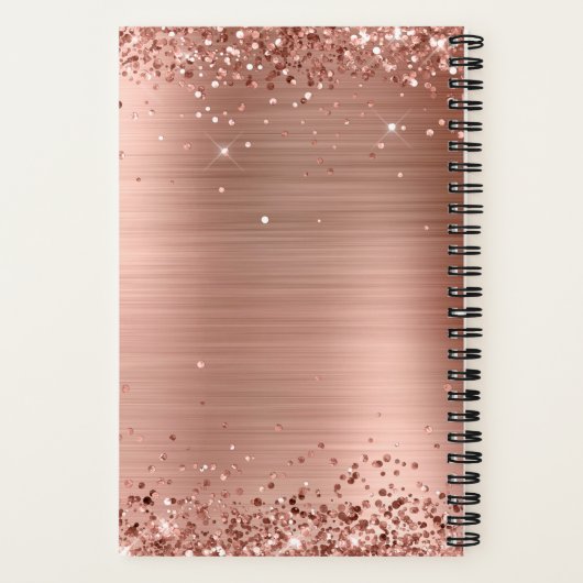 Rose-Gold-Folie und Glitzer-Monogramm zur Erstellu Notizblock (Rückseite)