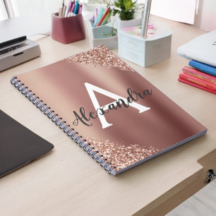 Rose Gold Folien Glitter Glanz Monogramm Journal Notizblock