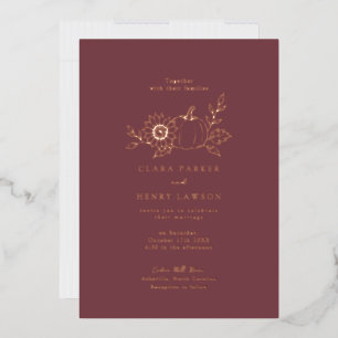 Rose Gold Folien-Kürbis-Sonnenblumen-Hochzeit Folieneinladung