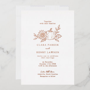 Rose Gold Folien-Kürbis-Sonnenblumen-Hochzeit Folieneinladung