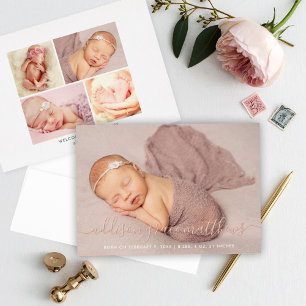 Rose Gold Folien Schrift Foto Collage Geburtsanzei Folieneinladung