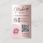 Rose Gold Folienschminke Logo Qr Code 2 Fotos Visitenkarte (Vorderseite)
