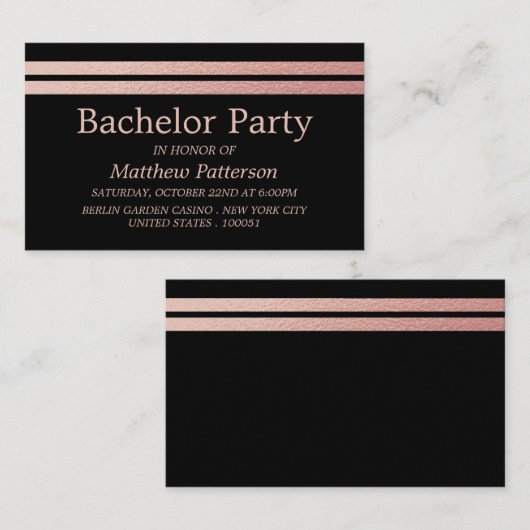 Rose Gold Foods Streifen Bachelor Party Ticket (Vorne/Hinten)