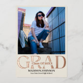 Rose Gold Fossil Modernes Foto für Minimalistische Folieneinladung (Vorderseite)