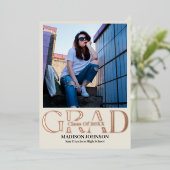 Rose Gold Fossil Modernes Foto für Minimalistische Folieneinladung (Stehend vorne)