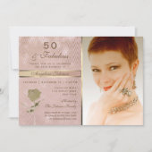 Rose Gold Foto 50. Geburtstag Einladung (Vorderseite)