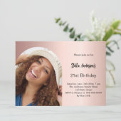Rose Gold Foto Arch Geburtstag Einladung (Stehend Vorderseite)