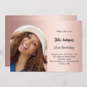 Rose Gold Foto Arch Geburtstag Einladung (Vorne/Hinten)