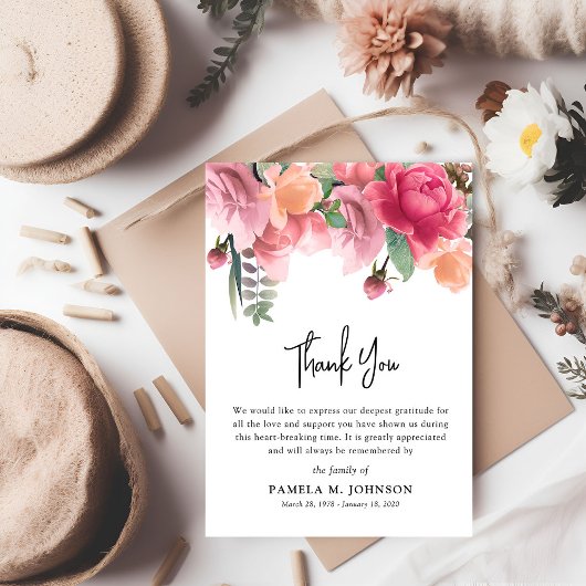 Rose Gold Foto Beileid Dankeskarte