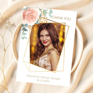 Rose Gold Foto Brautparty danke Karte