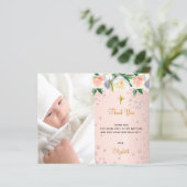 Rose Gold Foto Budget Taufe danke Ihnen Karte (Stehend Vorderseite)