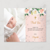 Rose Gold Foto Budget Taufe danke Ihnen Karte (Vorderseite)