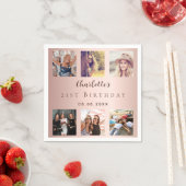 Rose Gold Foto Collage Geburtstagsparty Serviette (Beispiel)