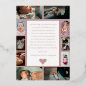 Rose Gold Foto Collage Hallo Kinderankündigung Folieneinladung (Rückseite)