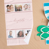 Rose Gold Foto Collage Monogramm Skript Handtuch
