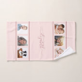 Rose Gold Foto Collage Monogramm Skript Handtuch (Handtuch)