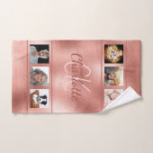 Rose Gold Foto Collage Monogramm Skript Handtuch (Handtuch)