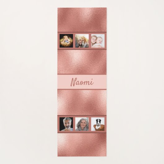 Rose Gold Foto Collage Name elegant Yogamatte (Rückseite)