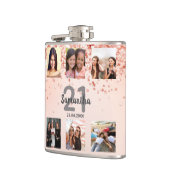 Rose Gold Foto Collage Name Flachmann (Links)