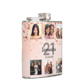 Rose Gold Foto Collage Name Flachmann (Rechts)