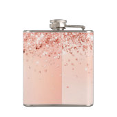 Rose Gold Foto Collage Name Flachmann (Rückseite)