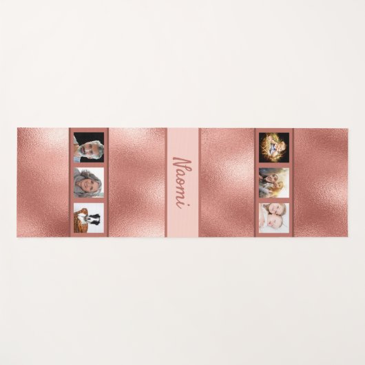 Rose Gold Foto Collage Name Yogamatte (Vorderseite (Horizontal))