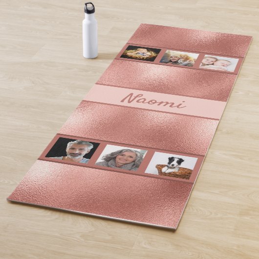 Rose Gold Foto Collage Name Yogamatte (Beispiel)