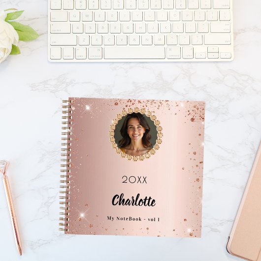 Rose Gold Foto Diamanten Glitzer Notizblock